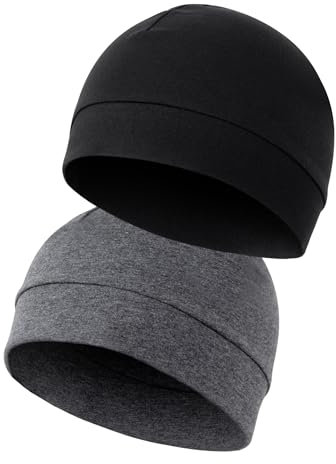 MELLIEX 2 Stück Fahrradmütze Unter Helm Baumwolle Laufmütze Multifunktionale Wintermütze Skull Cap Helmfutter für Herren Damen