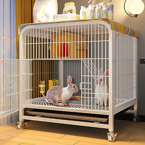 Kaninchenstall Indoor für 2 Kaninchen, mit Dach, Kleintierlaufstall Drinnen, Frettchen, Chinchilla, Kätzchen