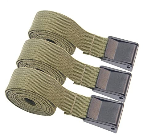 OFFSCH 3 Pezzi Cinghie Di Ancoraggio Per Bagagli Verde Militare 25mm x 5m Fibbia a Pressione, Resistente e Durevole Per Campeggio, Fissaggio Carichi e Trasporto Sicuro