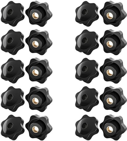 SHULLIN Lot de 20 Écrous à Poignée en Étoile M4 25 mm - Bouton de Serrage en Plastique Noir - Pour Industrie Mécanique et Appareils Électroniques