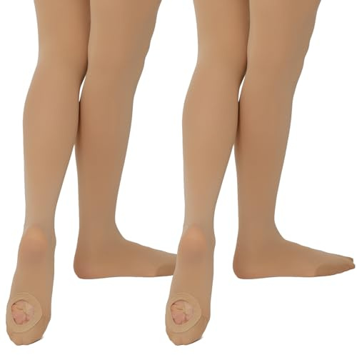 MANZI Women's Dance Tights Skin Tone Convertible Ballet Stockings Ultra Soft Transition Leggings Semi-Opaque Pantyhose for Adults Girls(Suntan,L-XL)