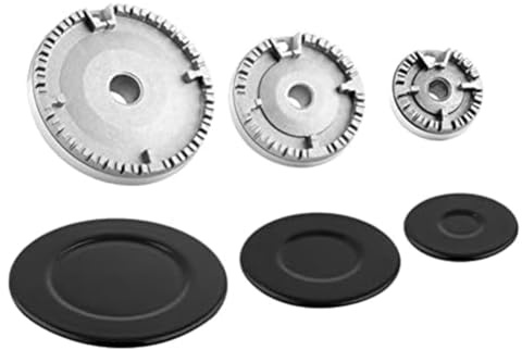 Fowecry Juego de 3 piezas de tapas de quemadores de gas y cabezales de quemador para cubrir placas de cocina universal, apto para la mayoría de cocinas de gas, como se muestra en la imagen.