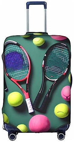 HJLUUFT Lustige Tennisschläger und Tennisbälle, stilvolle Gepäckabdeckung – Schützen und personalisieren Sie Ihren Koffer mit TSA-zugelassener Abdeckung, Kofferabdeckungen für Gepäck