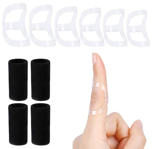 10Pcs Clear Oval Finger Splints & Sleeves Kit, 6 Graduated Trigger Finger Splint & 4 Finger Sleeves for Trigger/Mallet/Arthritis/Straightening, Finger Brace Support for Thumb/Middle/Ring/Index/Pinky (Size 4,5,6,7,8,9)