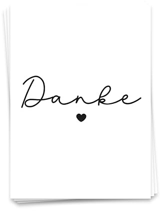 Ulrike Wathling Karte 'Danke' mit Herz | Abschiedskarte Kollege, Lehrerin Grundschule, Krippe, Job, Postkarte für Danksagung, Dankeskarten A6, Set:5er Set