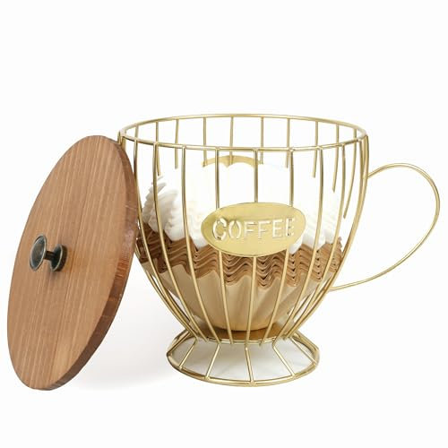 PUNNIO Kaffeefilterhalter mit Deckel, große Kapazität, Kaffeefilter-Aufbewahrungskorb für runden Kaffeefilter oder Kaffeepad, Kaffeebar-Zubehör, Dekoration