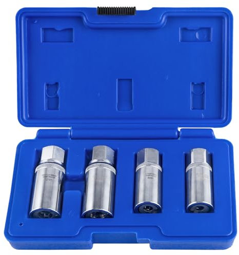 SPEEDWOX Metric Stud Removal Tool 4 Pieces Stud Extractor Set Stud Removal Set Broken Stud Puller Set 6,8,10,12 mm Broken Stud Removal Socket Stud Puller Sockets for Removing Trapped and Broken Bolts
