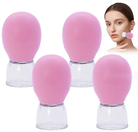 4 Stück Schröpfgläser Silikon Rosa Schröpfen Gesicht, 3 X 5.5cm Cupping Set Schröpfglas Hautstraffung, geeignet für Gesichtsmassage Körperentspannung und Schmerzlinderung