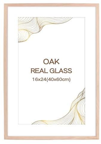 KoKoBin Cornice poster in legno massiccio con vetro acrilico Cornice foto in pino con pannello di vetro acrilico infrangibile Cornice fotografica in legno (Legno di quercia, 40 x 60)