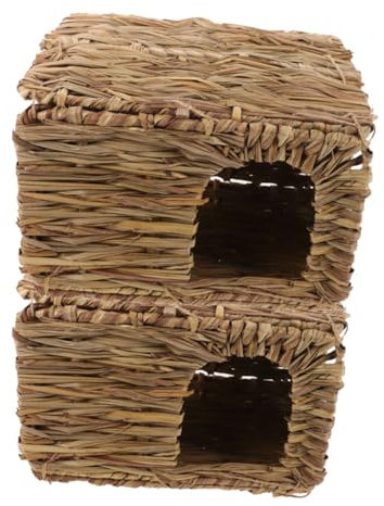 ERINGOGO 2stücke Handgewebtes Grass-Haus Als Versteck Und Schlafplatz Für Meerschweinchen Und Hasen Faltbar Robust Gemütlich Für Innen Außenbereich Kleintier Zuflucht