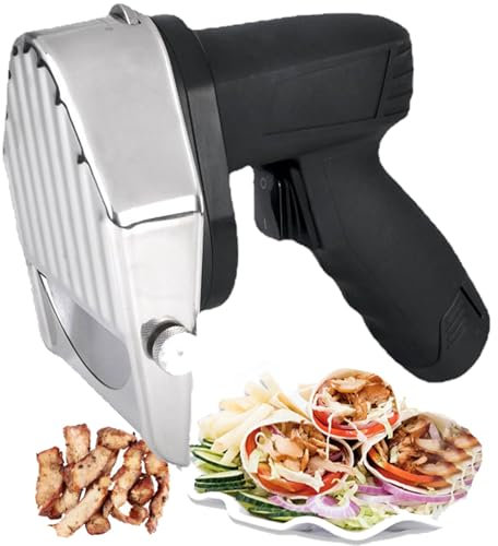 Cordless Electric Gyro Knife - 80W Portable Kebab Slicer with 2 Blades & 2 Batteries, Adjustable Thickness 0-8mm, Perfect for Turkish Kebab, Lamb, and Turkey Cutting