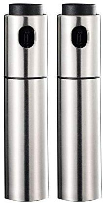 TFixol Paquete de 2 pulverizadores de aceite de 135 ml, dispensador de vinagre de acero inoxidable, botella recargable para barbacoa, asar, parrilla, herramientas de cocina