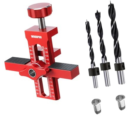 F Fityle Gabarit de Montage pour Portes de Meuble en Alliage d'Aluminium, Outil de Gabarit avec Bras de Support et Serrage, Jig de Fixation Universel pour Charnières Cachées, Armoire, avec 3 Forets