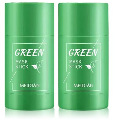 2 PCS Maschera Viso Punti Neri, Green Tea Mask Stick, Idratazione della Pelle, Maschera Viso Purificante Per la Pulizia Dell'acne, Pori Shrink, Purificante e antinfiammatoria