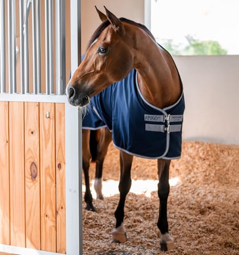 Horseware® Amigo® Stable Sheet - Navy/Titanium Grey & Silver, 81 inches