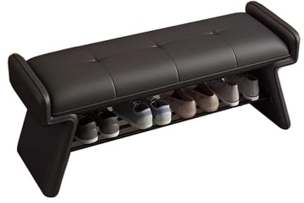 Ottomanes Para Cambiar Zapatos De Entrada, Estantes Para Zapatos Simples Y Sillas, Bancos De Almacenamiento Para Pasillo, Dormitorio, Sala De Estar, Centro Comercial, Oficina ,80*35*42CM,Black
