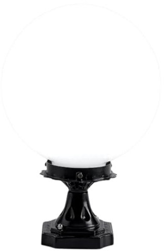 BIUDECO Luminaria de Exterior Tipo Globo para Postes de Luz Farola de Acrílico de 20 CM Base de Aluminio Cuadrada Adecuado para Patios Jardines y Terrazas