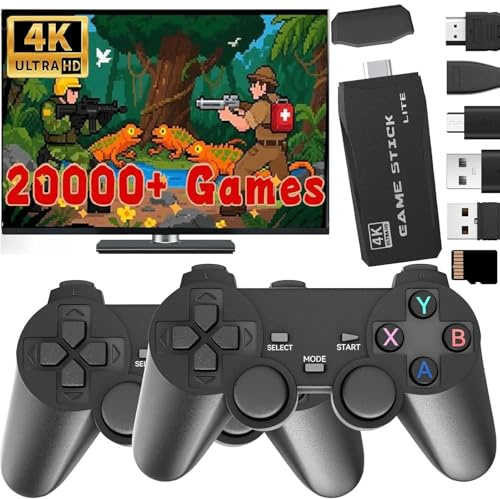 PZNETUE Upgraded Retro Games Console, Retro Game Stick Built-in 20,000+ Classic Games with Wireless Controller, Plug & Play for TV HDMI, Retro Game Console for Family and Adult (T1)