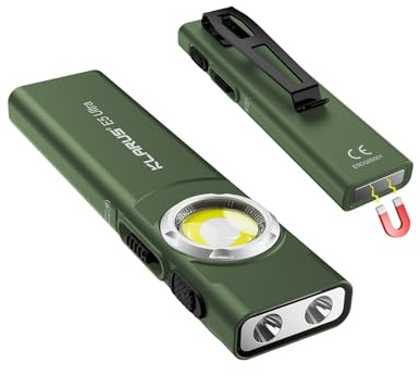 klarus E5 Ultra Pocket Flashlight: 850 Lumens EDC Flash Light Ultra-Thin, USB Rechargeable with Magnetic Tail & Clip, Bright Small Light for Hiking Camping