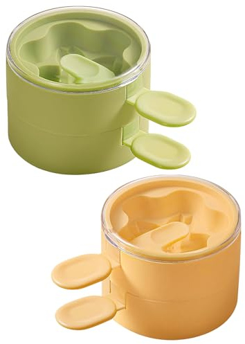 OSALADI Juego de 2 Moldes para Helado de Silicona Alimentaria Doble Capa Colores Verde y Albaricoque Diseño de Dibujos Animados Molde Reutilizable para Paletas Caseras y Postres