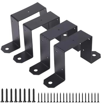 Collier de serrage pour tube carré Lot de 4 attaches poteaux 4x4 noires for terrasse et clôture, avec vis accessoires fixation