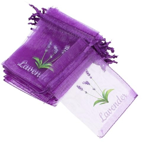 SEWACC 20 Sacchetti Vuoti in Organza Coulisse Viola Scuro per Lavanda Sacchetti Profumati per Erbe Aromatiche e Gioielli Bustine Ricamate per Conservazione Aromi in Casa
