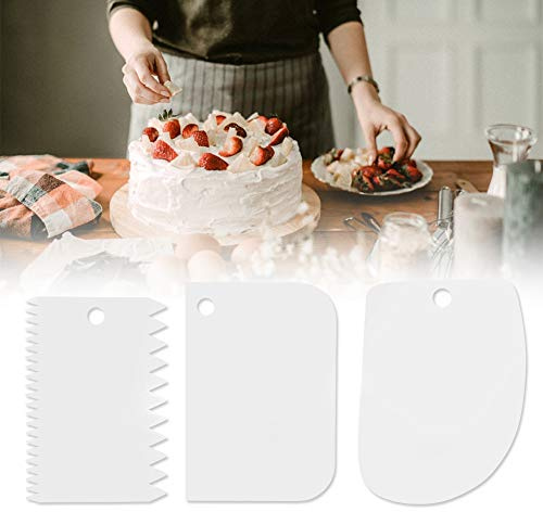 Dioche Catalyst Wedge 3pcs Plastic Cream Dough Scraper Set - Food Grade, Non-, Flexible Pastry Cutter Tools for Cake Decoration - Easy to and Store