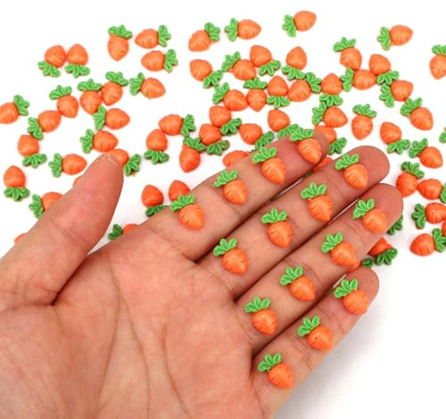 210pcs Mini Carrots, Resin Mini Easter Carrot Decor for Crafts Small Tiny Resin Decoration Supplies Easter Ornaments Home Office Micro Landscaping Party Decorations