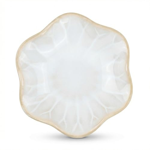 FooYee Ceramic Jewelry Dish, Lotus Leaf Jewellery Trinket Dish, Ring Dish Key Bowl for Women and Girls, Nightstand Home Decor Small Friendship Christmas House Warming Gifts(White)