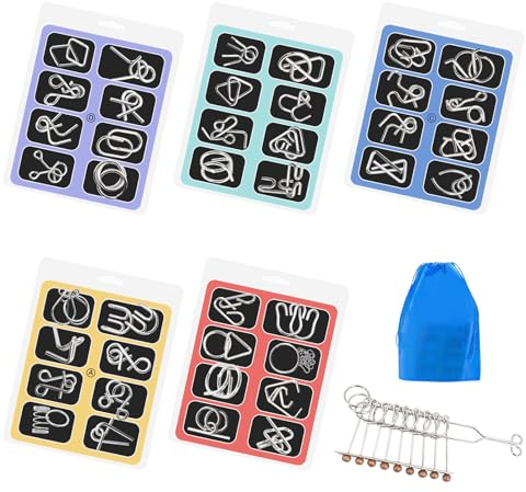 41 Stück Knobelspiele Set Metall, IQ Metal Puzzle Brainteaser 3D für Erwachsene und Kinder, Geduldspiel Geschicklichkeitsspiel mit Anleitung – Mini Geschenk für Geburtstag, Party Mitgebsel Give Away