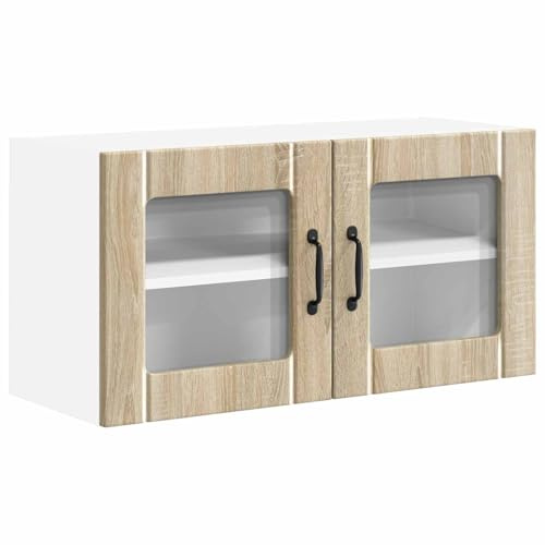 Heofavd Lucca - Armadietto da parete per lavastoviglie in rovere Sonoma, 80 x 31 x 40 cm, moderno pensile in robusto legno per cucine da incasso contemporanee