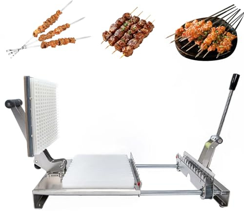 Mutton Kebab-maskin, 8/12 hål rostfritt stål spettpress, justerbar design, manuell drift, halkfri baffel, passar alla bambu/metallspett