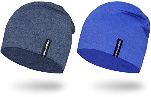 Empirelion 9 Multifunktionale Leichte Beanie-Mützen Running Skull Cap Radsport-Kappen Helmfutter Helm Unterziehmütze Schlaf Kappen für Herren Damen 2 Pack