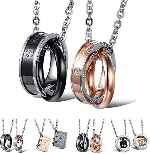 Kim Johanson Edelstahl Pärchen Halsketten *Verschiedene Motive & Farben* in Roségold, Gold & Silber Freundschaftskette, Geschenk, Glücksbringer, Schmuck, Kette inkl. Schmuckbeutel