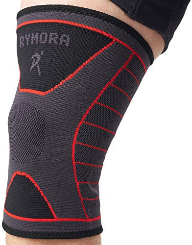 Rymora Knee Support for Men and Women - Compression Sleeve to Ease Knee Discomfort - Great for Running, Sports & Everyday Wear (Grey) (Single Sleeve) (Medium) [M]