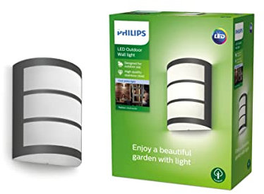 Philips - Aplique mural Philips Python, lámpara LED de exterior, color antracita, luz blanca neutra, 6W