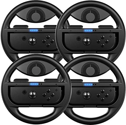 COODIO Switch Wheel, Switch Racing Wheel, Joy-Con Steering Wheel For Mario Kart 8 Deluxe / Nintendo Switch & OLED Model, Black (4 Packs)