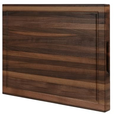 CONSDAN Planche à découper en noyer pour cuisine, bois dur cultivé aux États-Unis, 50,8 x 38,1 cm, avec poignée intérieure invisible, préfinie avec de l'huile de qualité alimentaire, convient pour les