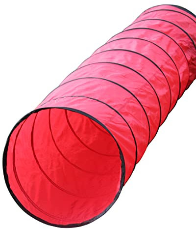 SPORTIKEL24 Agility Spieltunnel Rot – 3 m Länge, Ø 60 cm – Flexibler Spieltunnel für Welpen & kleine Hunde – von Superhund
