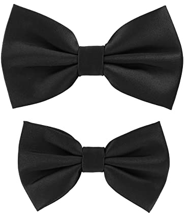 axy Vater-Sohn Fliegen Set im Partnerlook Premium in Geschenkbox, bereits gebunden und verstellbar, Fliege im Seidenlook für Herren Kinder Jungen FLIP3