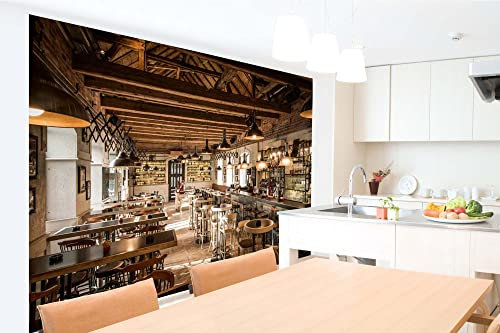 Vlies Fototapete PIZZERIA IM RETRO-STIL 375 x 250 cm (inkl. Kleister) - Vlies Tapete, Wandtapete, Wandbilder - Tapete für Wohnzimmer Schlafzimmer, Büro, Küche - Montagefertig