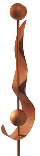 Kobolo Gartenstecker Rusty Drops, 106 cm, Metall braun in Rostoptik, dekorativer Spiralstecker, wetterfest & stabil, stilvolle Gartendeko für Terrasse, Balkon & Vorgarten