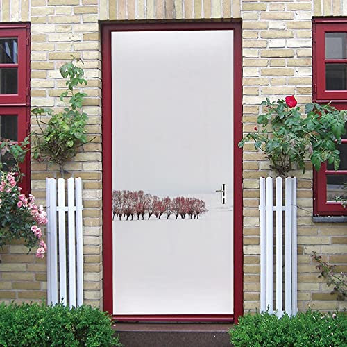 stickers paroi de douche 80x200cm(31.49 inches * 78.74 inches)Paysage de neige grands arbres Sticker Porte Trompe l'oeil Effect 3D Intérieure Muraux PVC Stickers pour Décoration Mur Salon Cuisine Cham