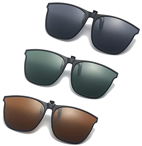 Xinlon 3 Pièces Surlunettes De Soleil, Clip Lunettes De Soleil, Clip Lunettes De Soleil Homme, Clip Lunettes De Soleil Polarisées Pour Hommesfemmes Pour Pêche La Conduite Et Les Activités De Plein Air
