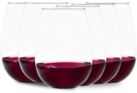 Voted New York Times Best Stemless Glass 2017, Elegant, Thin, European-Made,100% Lead-Free Crystalline Stemless Wine Glasses, Set of 6, 17 Fl Oz, Perfect for Sprits, Cocktails, Water, and Smoothies