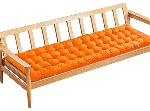 PLULON Orange Garden Bench Cushion, 2/3 Seater Garden Chair Pad Porch Swing Chair Cushion Bench Seat Pad Mat Furniture Pad for Patio Lawn Lounger Bench 120x48cm