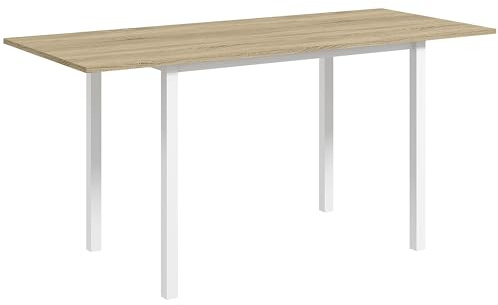 HOMCOM Table de salle à manger extensible pour 4-6 personnes Table de cuisine moderne avec pieds en acier pour salle à manger 160 x 70 x 76 cm Bois naturel