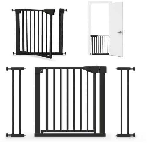 Tulano Guardian 3.5 - Treppenschutzgitter ohne Bohren - Selbstschließend | Türschutzgitter 75-110 cm breit - Für Kinder und Haustiere - Leichte Metallkonstruktion - Modernes Wohnraumdesign - Schwarz