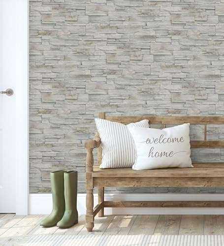 GAULAN 682659 - Papel pintado vinílico lavable de piedra pizarra con textura en relieve para pared salón cocina baño dormitorio pasillo - Rollo de 10 m x 0,53 m