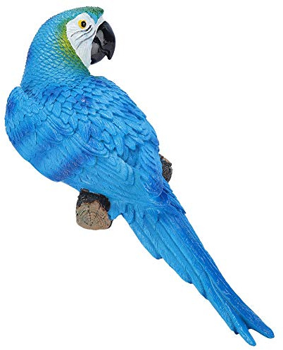 WPKD BLUEIY Réaliste d'oiseaux en Résine,Sculpture D'Oiseau en Résine Réaliste,Perroquet Modèle Jouet,pour Maison,Jardin,Balcon(N°1 Bleu à Gauche,31 * 10 * 8cm)